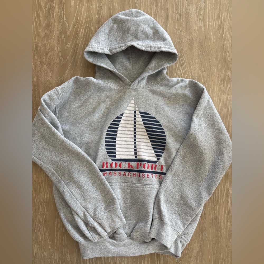 Gildan Gray Rockport MA Graphic Hoodie